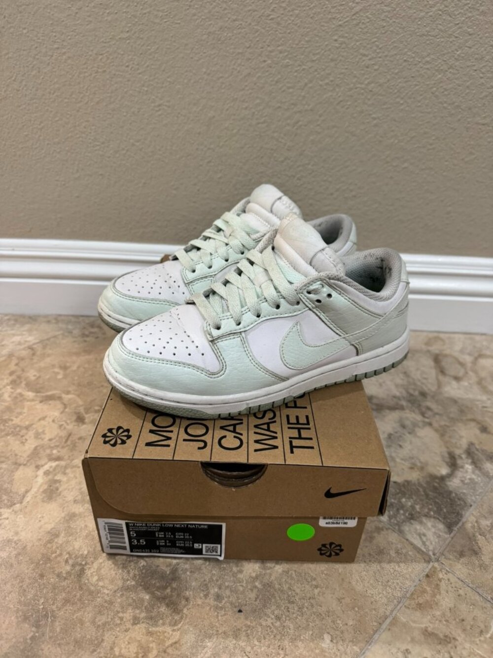 Nike Dunk Low Next Nature White/Mint Green Sneakers Shoes Women's 5 DN1431-102